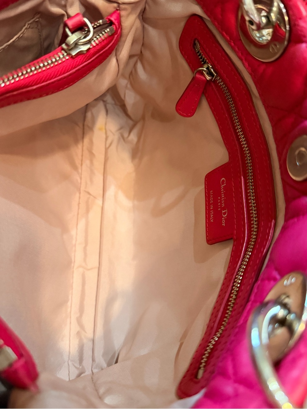 Dior Pink Quilted Shoulder Bag with light pink Side Panels silver hardware - Picture 9 of 12